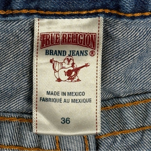 True Religion | Deer Hallow Denim Orange Stitch  Straight Leg Jeans - Picture 8 of 16